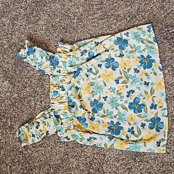 STUNNING IMPRESSIONS SMOCK BABYDOLL FLOWER POWER RUFFLE TANK - Picture 4 of 8